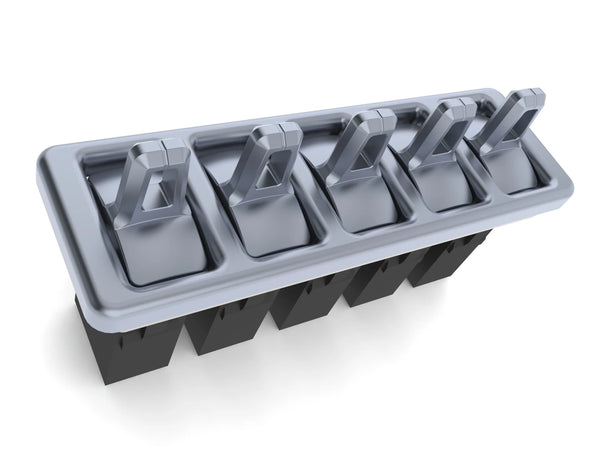 GT40 Style Switch Set with Billet Aluminum Switch Panel – Scout or Die